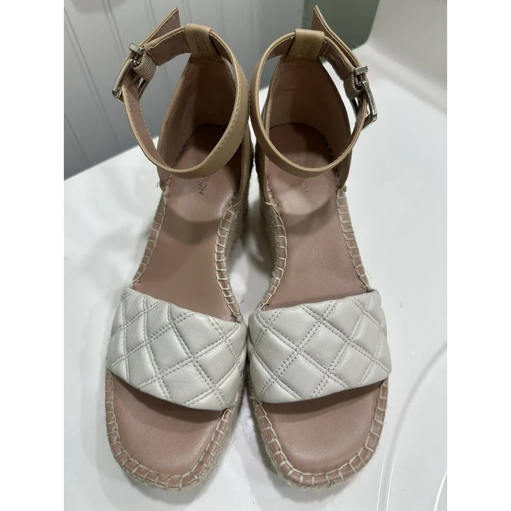 Nordstrom Carmen Espadrille Platform Wedge Sandal Beige Leather Size 8